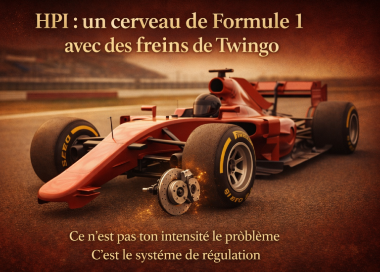 Infographie des signes du HPI et de la pensée en arborescence.